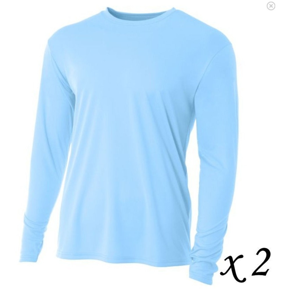 2 - A4 Apparel N3165 UPF Unisex Polyester Performance Long Sleeve - Sky Blue - L
